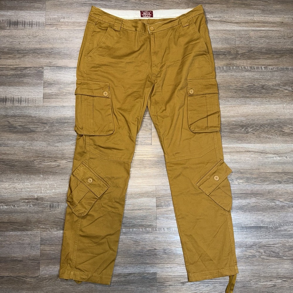Matchstick Cargo Utility Pants Mens 40W x 33W Mustard Yellow Multiple Pockets